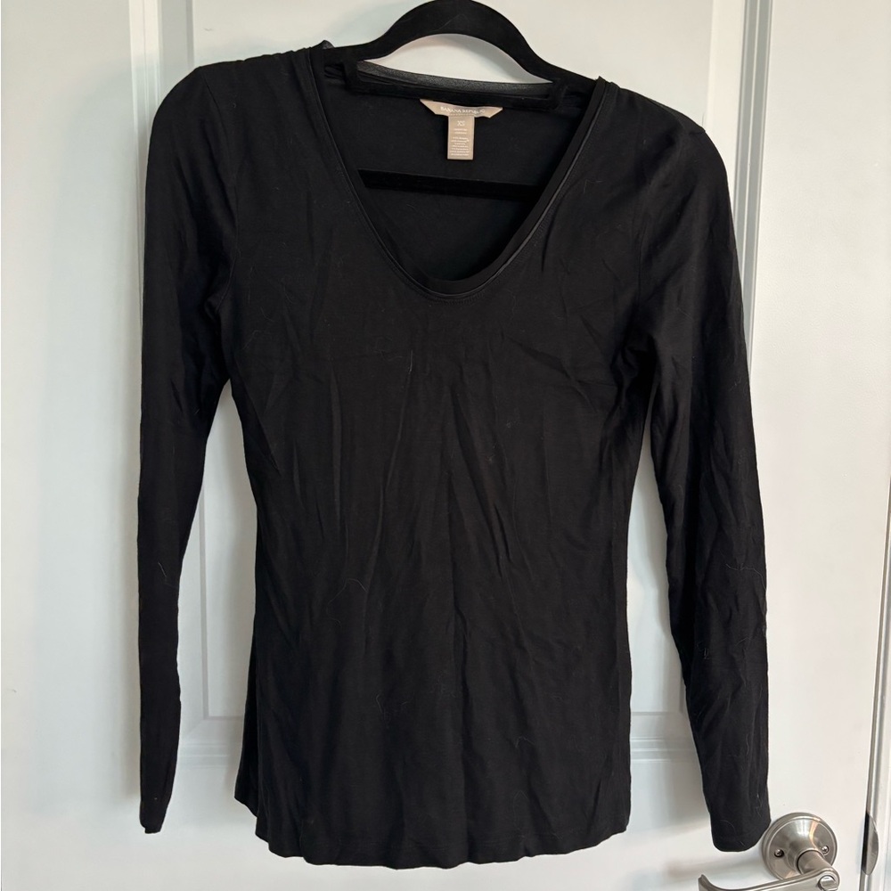 Banana Republic Black V-Neck Long Sleeve Top